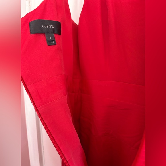 J.Crew Red Cotton Silk Fit & Flare Dress Zip Back Sleeveless Size 0 - Picture 4 of 5